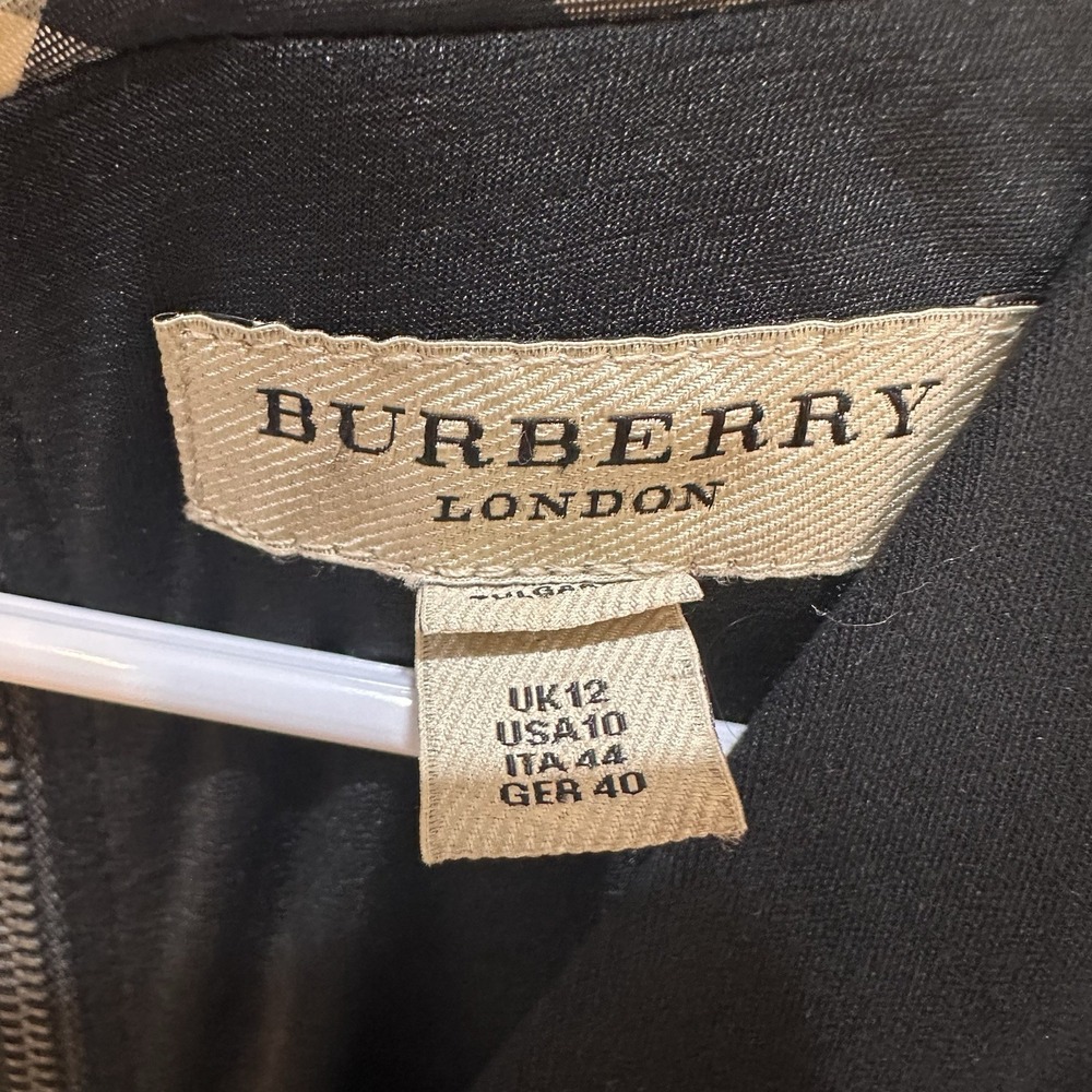 Burberry London Black Dress 10 Long Sleeve Knee Length Office Minimalist Luxury - Picture 7 of 14